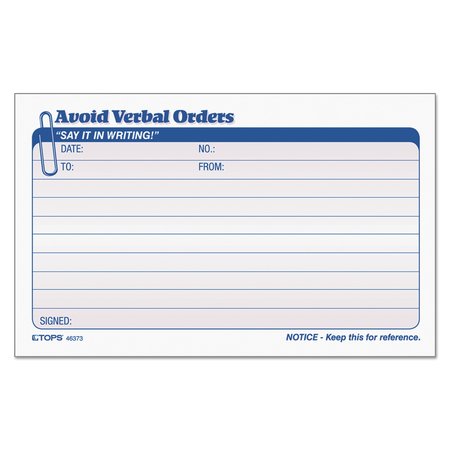 TOPS Avoid Verbal Orders Manifold Book, 6.25x 46373